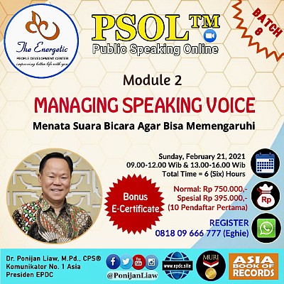 psol Public Speaking Online managing speaking voice with Dr. Ponijan Liaw, M.Pd., CPS®